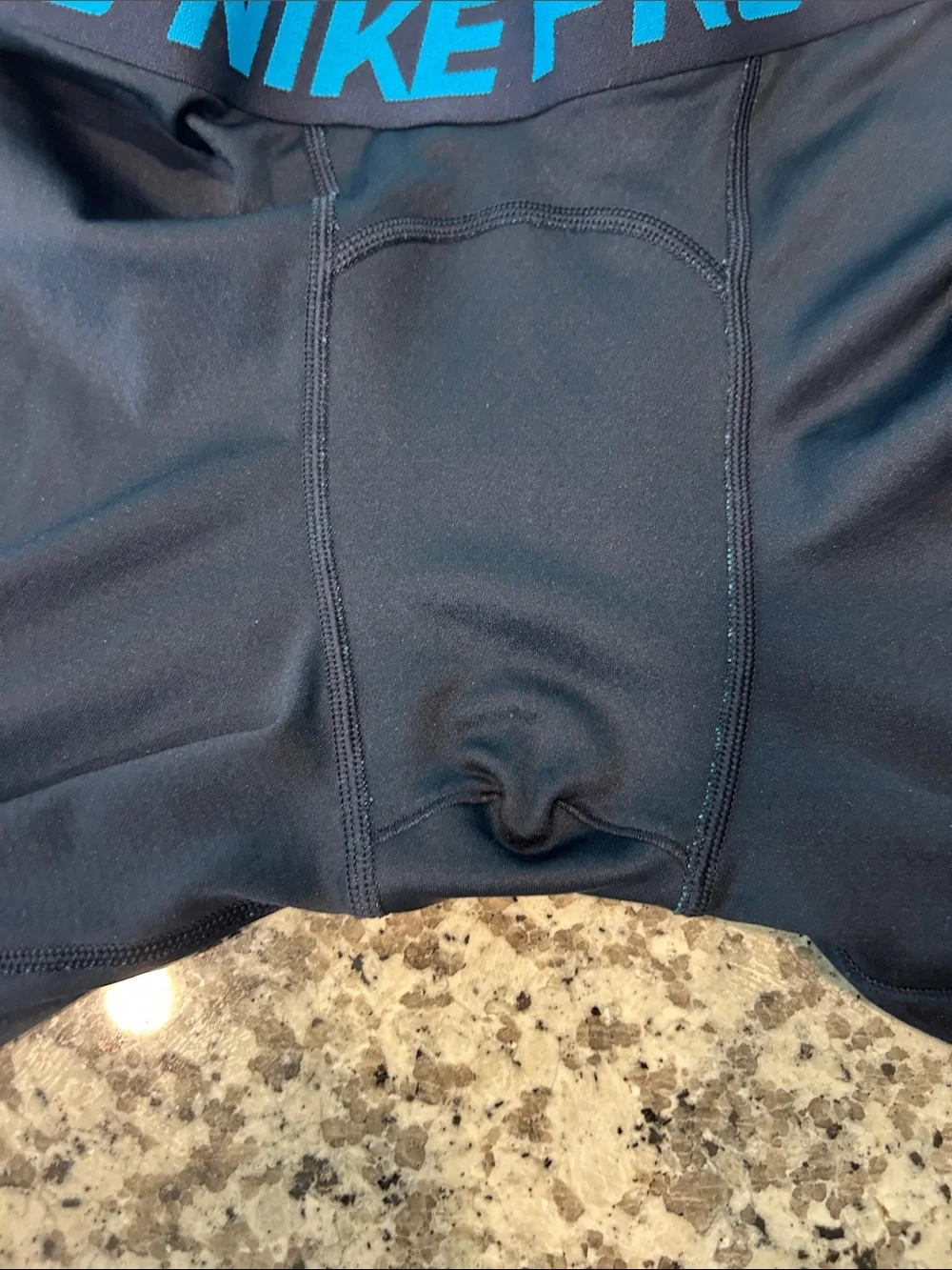 Nike Black Compression Leggings with Blue Logo and Waistband